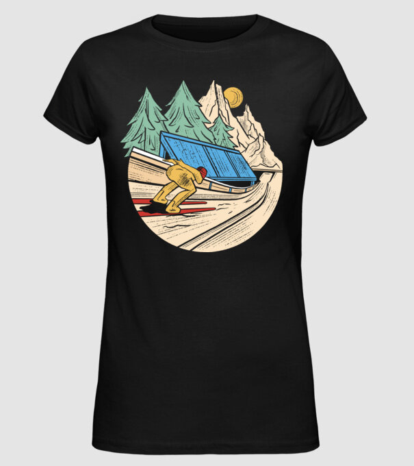 Săritor cu schiuri model negru pe tricou