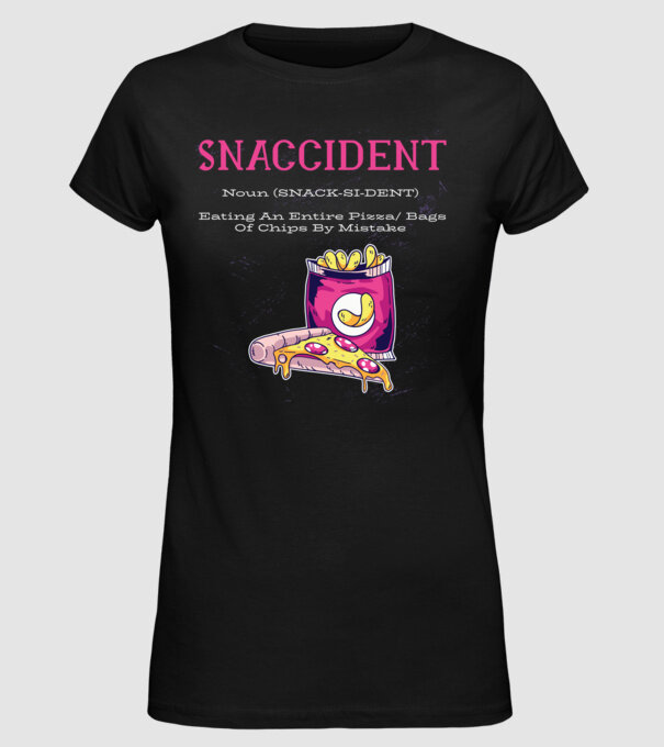 Snaccident model negru pe tricou