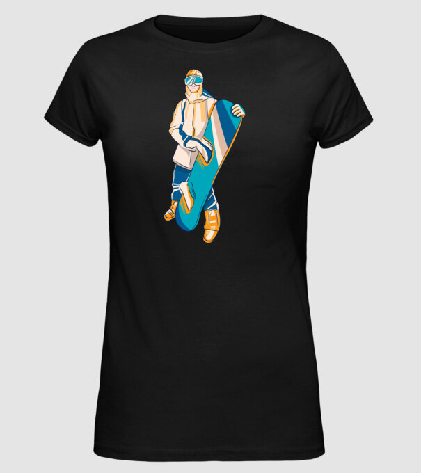 Snowboarder model negru pe tricou
