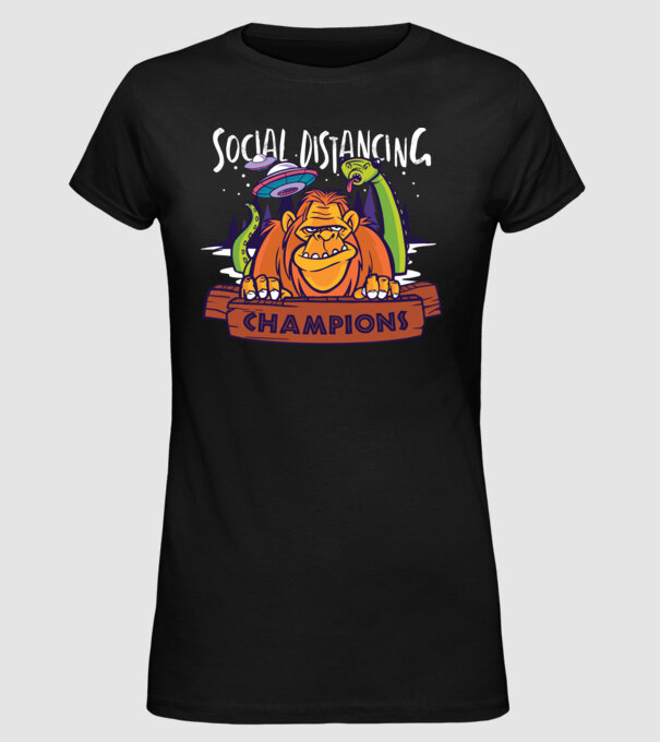 Campioni Social Distancing model negru pe tricou