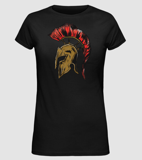 Cască războinic Sparta model negru pe tricou