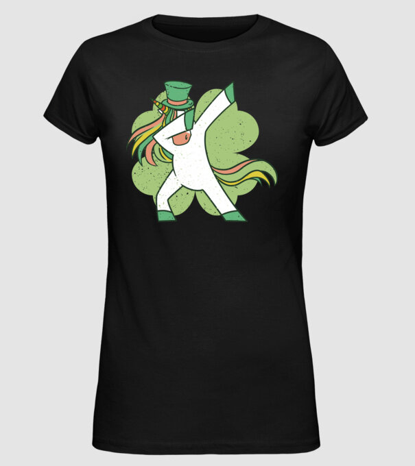 St Patrick Unicorn DAB model negru pe tricou