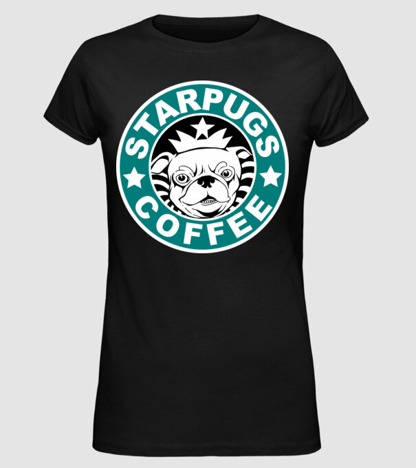 Starpugs Coffee model negru pe tricou