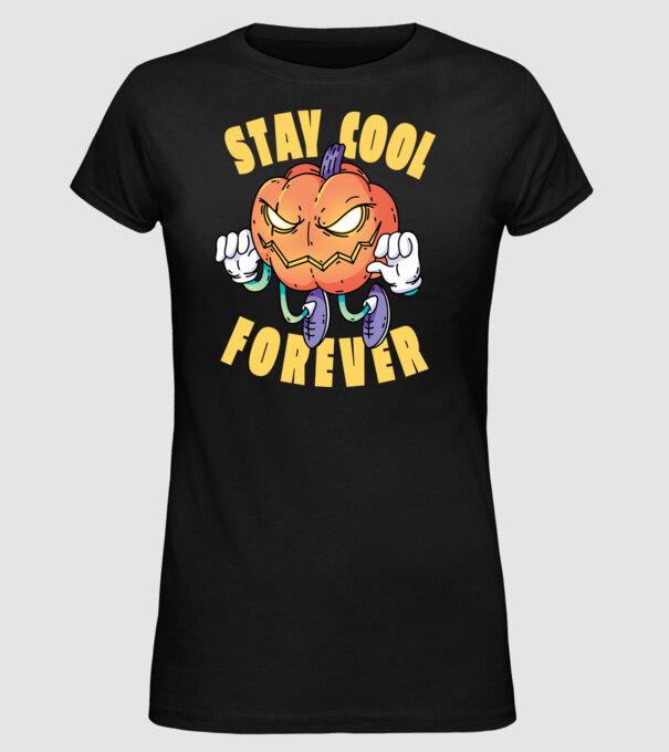 Dovleac de Halloween Stay Cool Forever model negru pe tricou