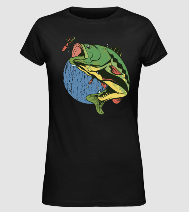 Biban Pescar model negru pe tricou