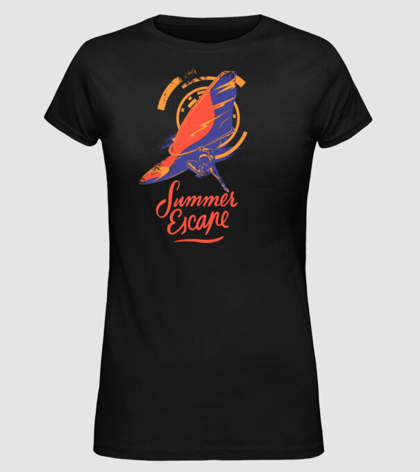 Summer escape Surf model negru pe tricou