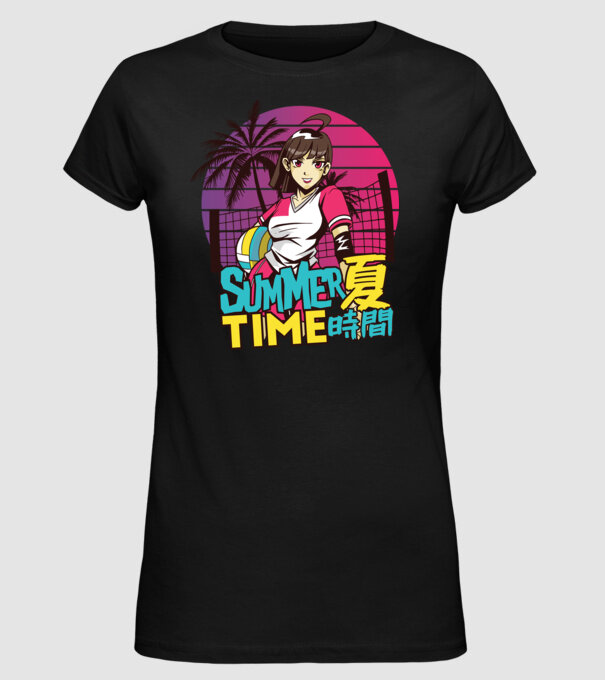 Summer Girl Anime Fată Manga model negru pe tricou