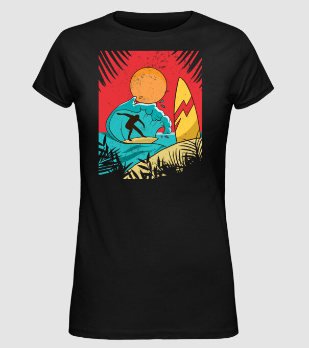 Afiș Surf model negru pe tricou