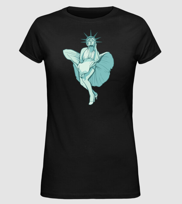 Statuia Libertății rușinos model negru pe tricou