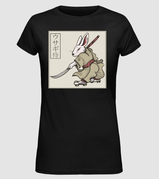 Iepure Samurai model negru pe tricou
