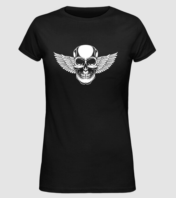 Craniu cu Aripi model negru pe tricou