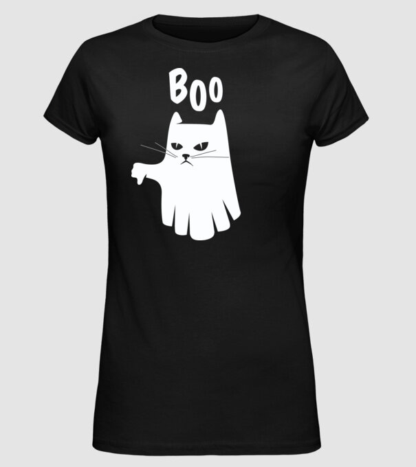 Pisică Fantomă model negru pe tricou