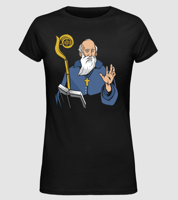 Sfântul Benedict model negru pe tricou