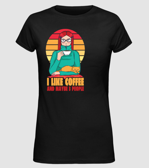 Iubesc Cafeaua și încă până la maxim 3 persoane model negru pe tricou