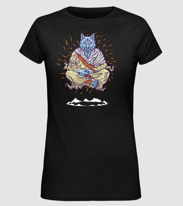 Lup Călugăr model negru pe tricou