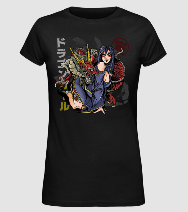 Dragon sexy Anime model negru pe tricou