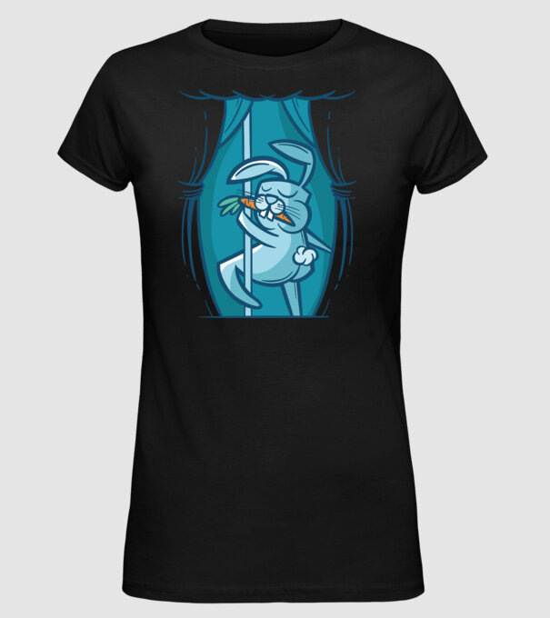 Iepuraș Striptease model negru pe tricou