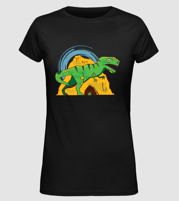 Dinozaur T-rex model negru pe tricou