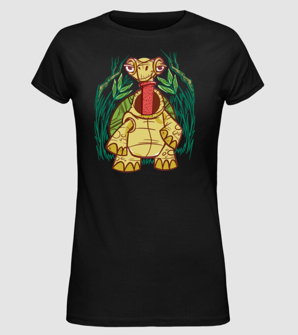Gât Broască țestoasă model negru pe tricou