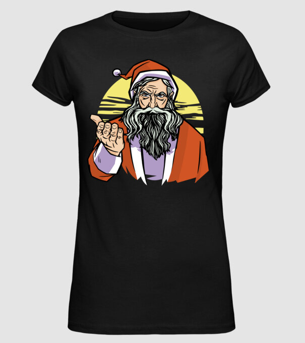 Moș Crăciun model negru pe tricou