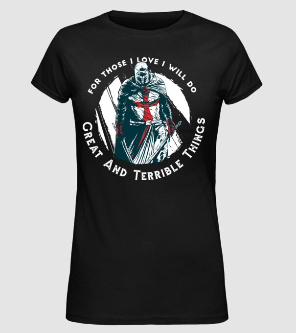 Cavaler Templier model negru pe tricou