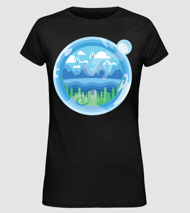 Natură model negru pe tricou