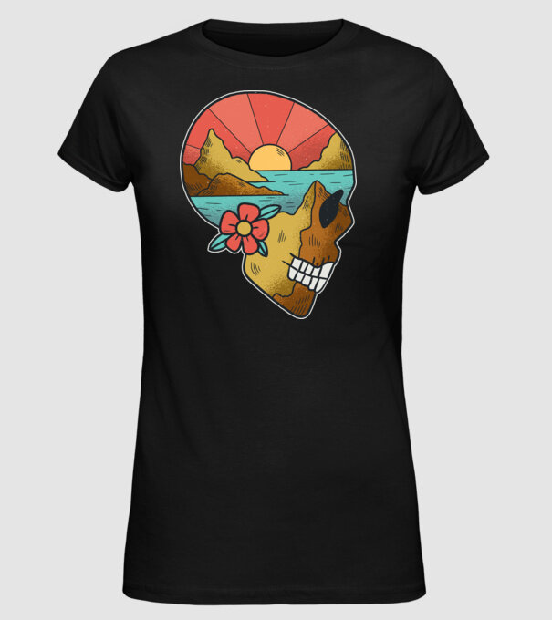 Natură Craniu model negru pe tricou
