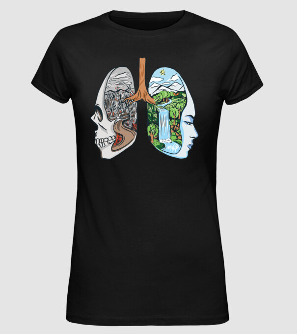 Natură Plămâni imagine model negru pe tricou