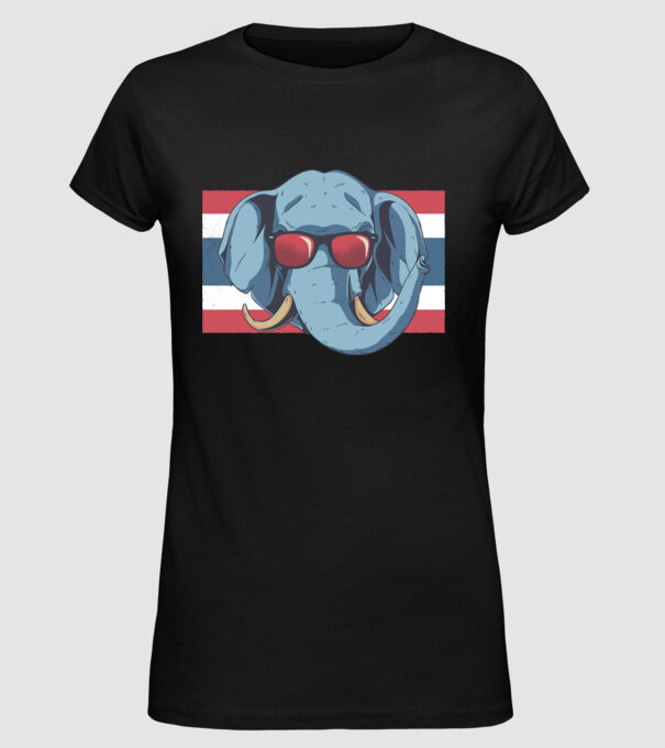 Thailanda Elefant tricou model negru pe tricou