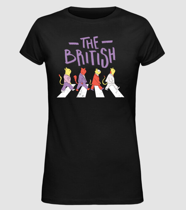 The British Pisicuțe model negru pe tricou