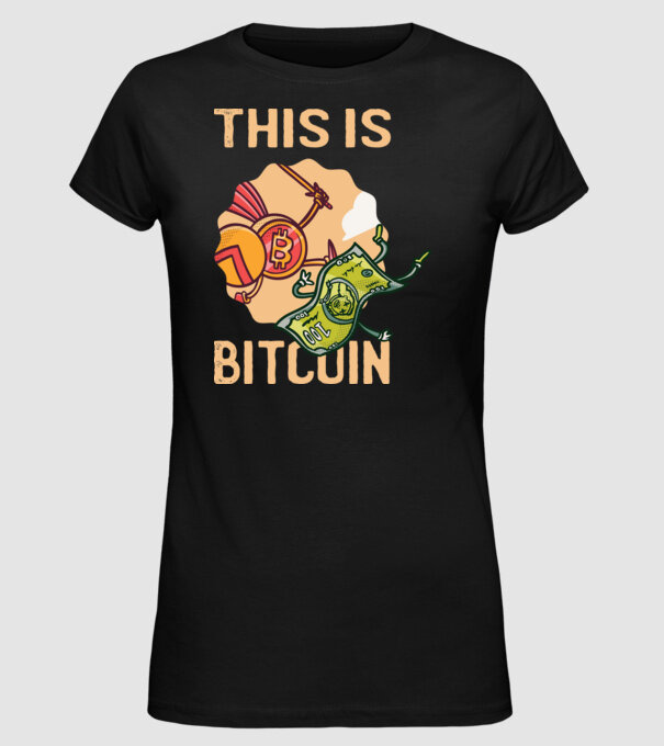 This is Bitcoin model negru pe tricou