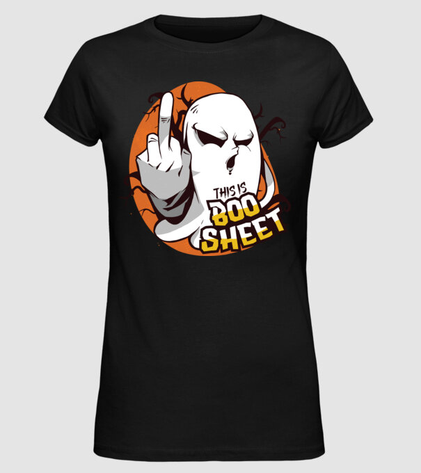 This is Boo Sheet Halloween model negru pe tricou