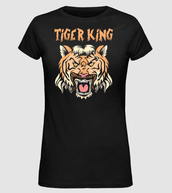 Tiger King model negru pe tricou