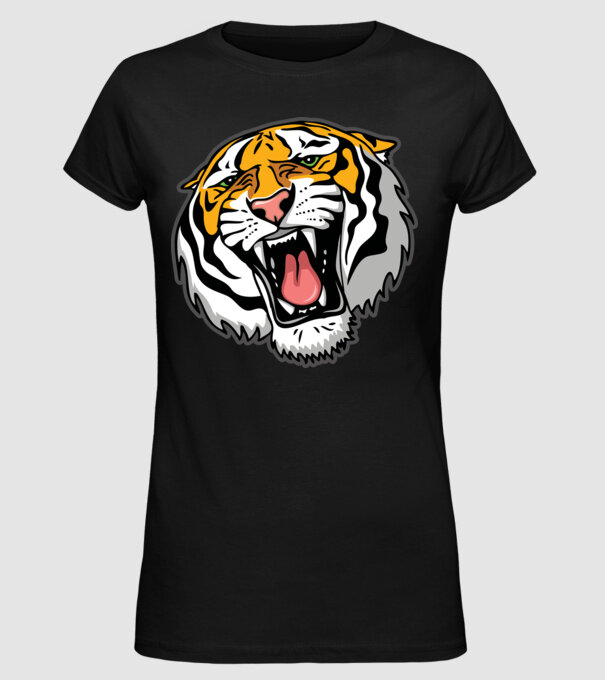 Tricou cu cap de tigru model negru pe tricou