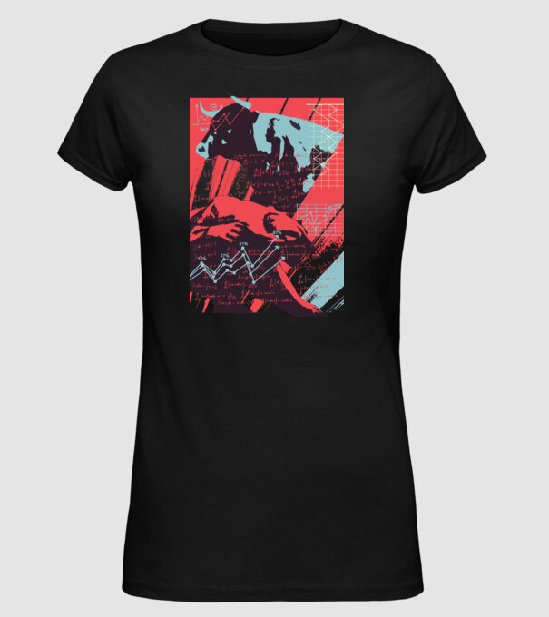 Bursa de Valori Taur vs Urs model negru pe tricou