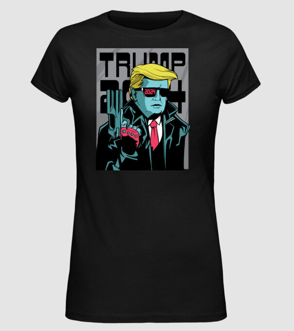 Trump Terminator 2024 model negru pe tricou