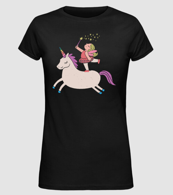 Zână Unicorn model negru pe tricou