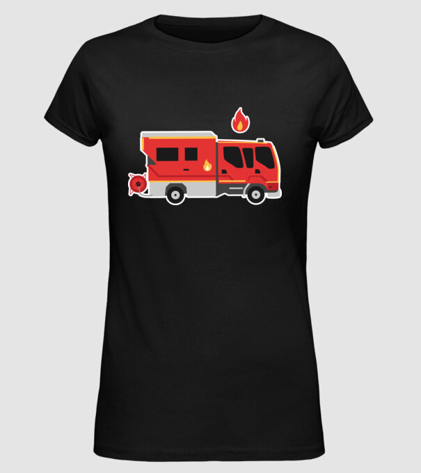 Mașină de pompieri model negru pe tricou