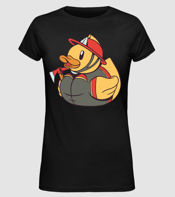 Rățușcă de cauciuc Pompier model negru pe tricou