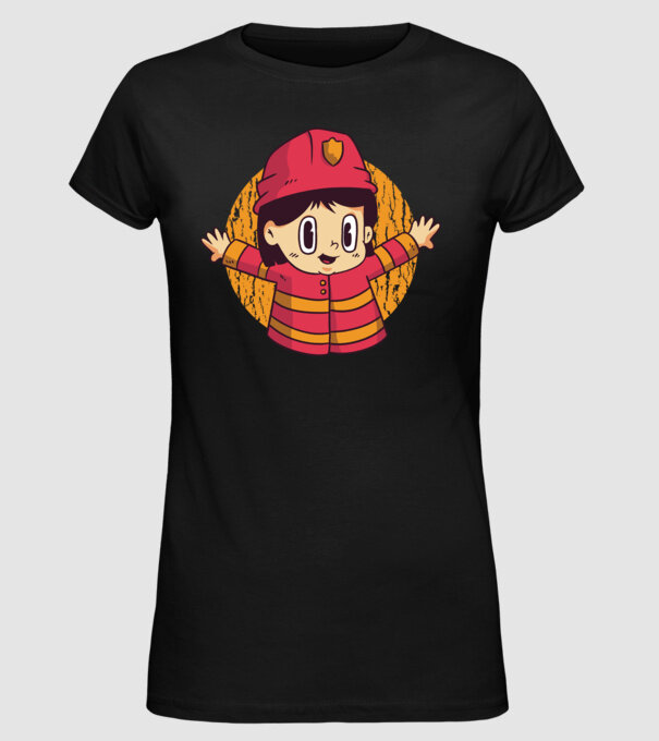 Pompier copil model negru pe tricou