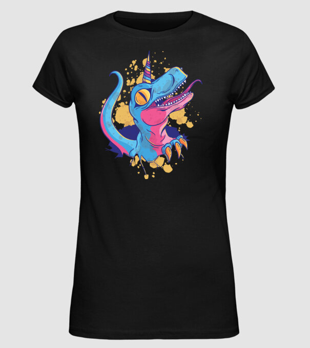 Unicornsaurus - Dinozaur Unicorn model negru pe tricou