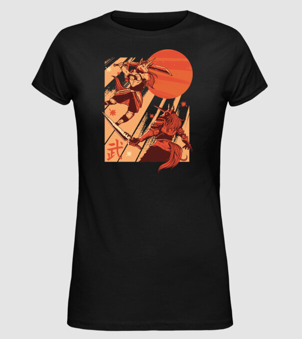 Unicorn Războinic model negru pe tricou