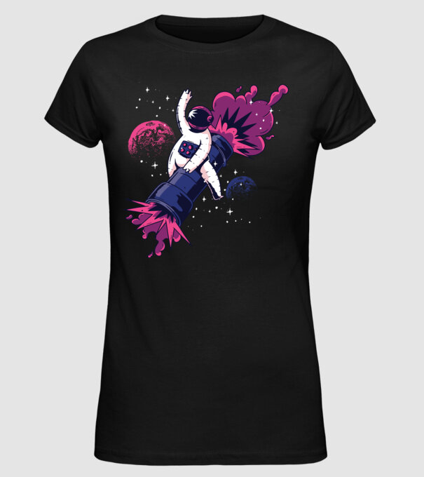 Astronaut Bazooka Rodeo model negru pe tricou