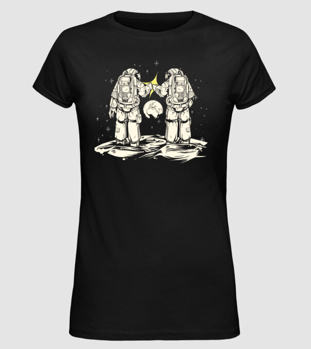 Prieteni Astronaut model negru pe tricou