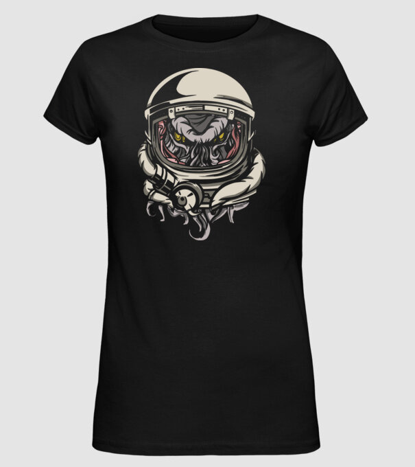 Cthulhu Astronaut model negru pe tricou