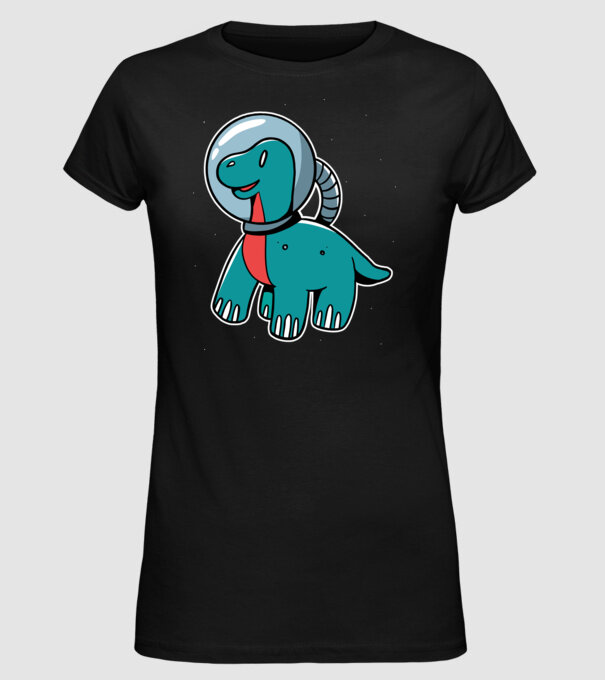 Dinozaur Astronaut model negru pe tricou
