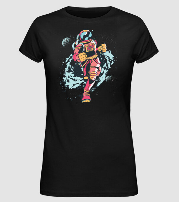 Alergare Astronaut model negru pe tricou