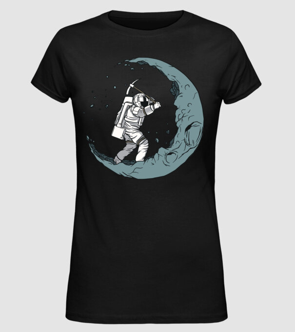 Astronaut pe Lună model negru pe tricou