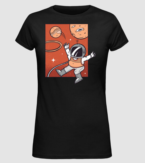 Astronaut Baschetbalist model negru pe tricou