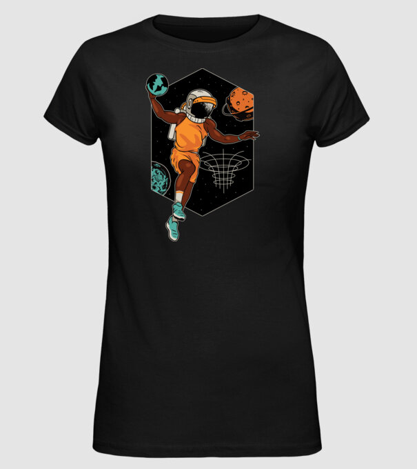 Astronaut Baschetbalist model negru pe tricou